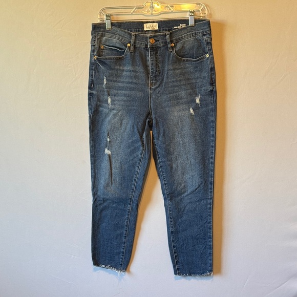 Nicole Miller Denim - Nicole Miller Soho High Rise Skinny Jeans Distressed Raw Hem Size 8